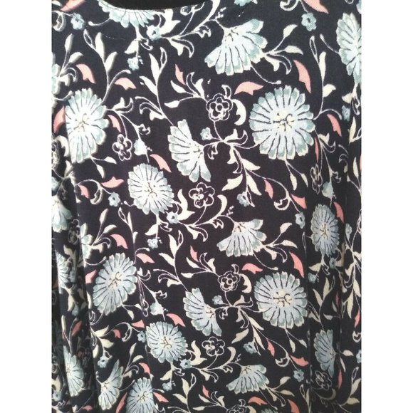 LOFT Women's Black and Floral Open Front Short Sleeve Top Size XSmall - Picture 2 of 7